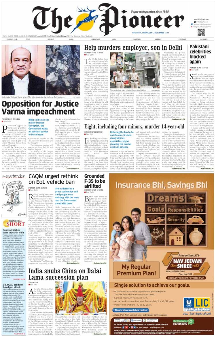 Portada de The Pioneer (India)