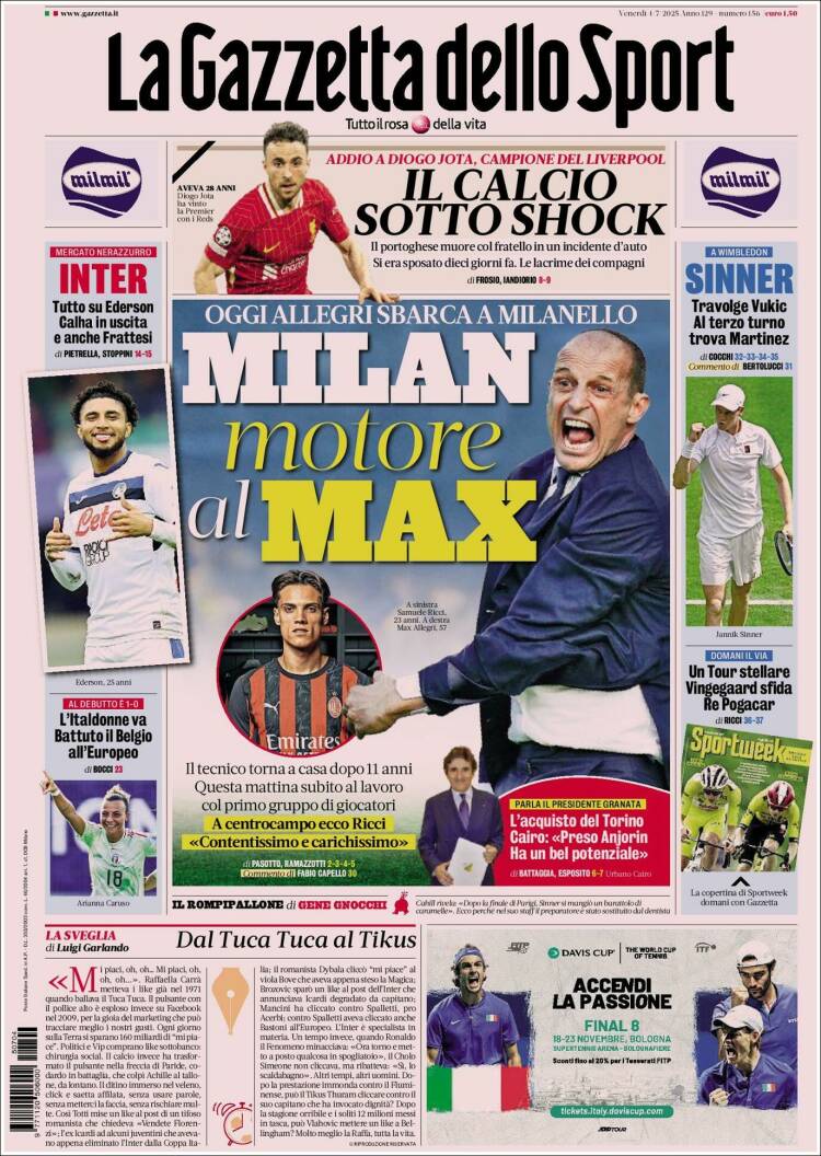Portada de La Gazzetta dello Sport (Italy)