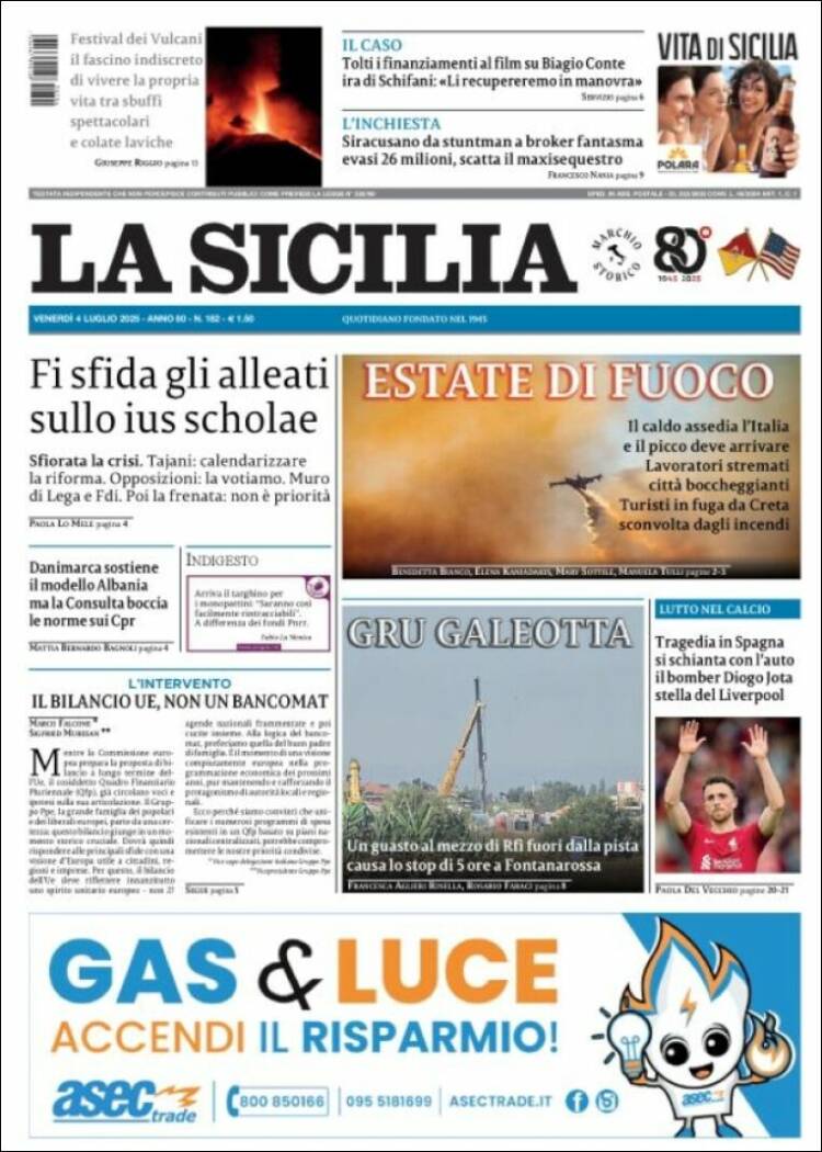 Portada de La Sicilia (Italy)