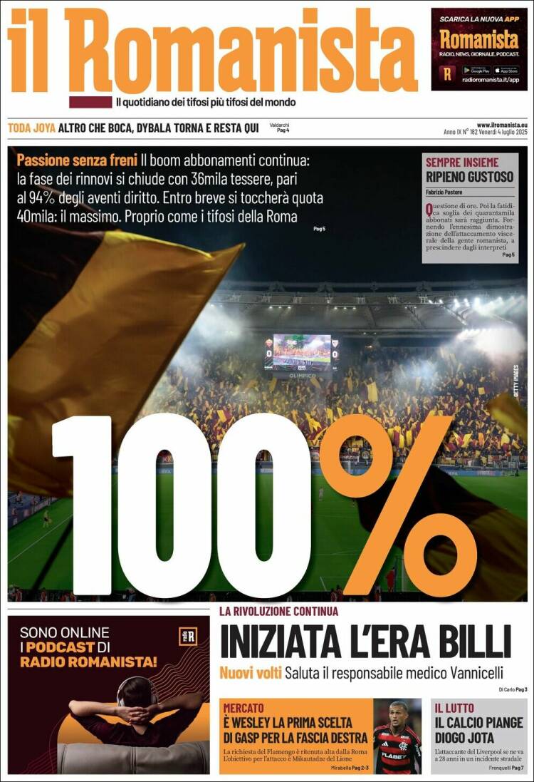 Portada de Romanista (Italia)