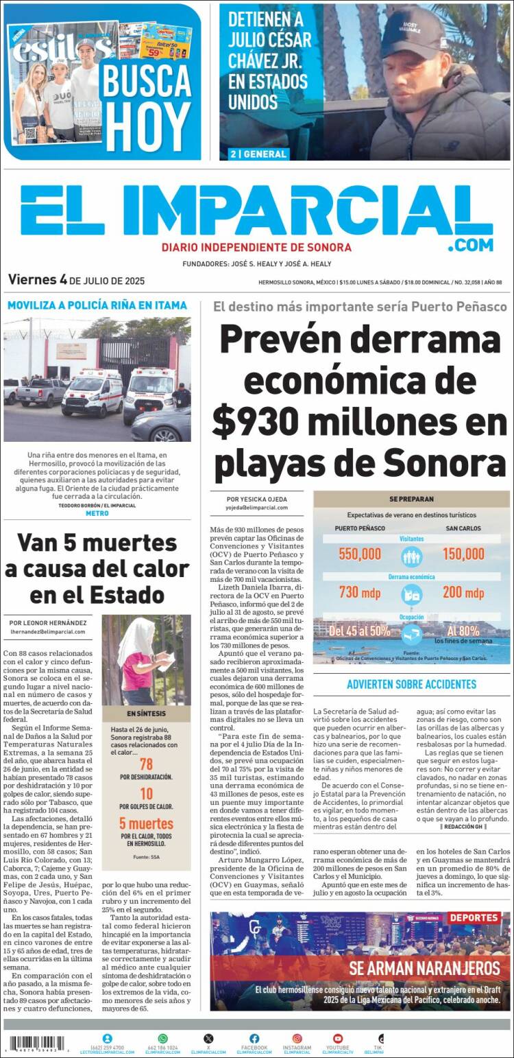 Portada de El Imparcial (México)