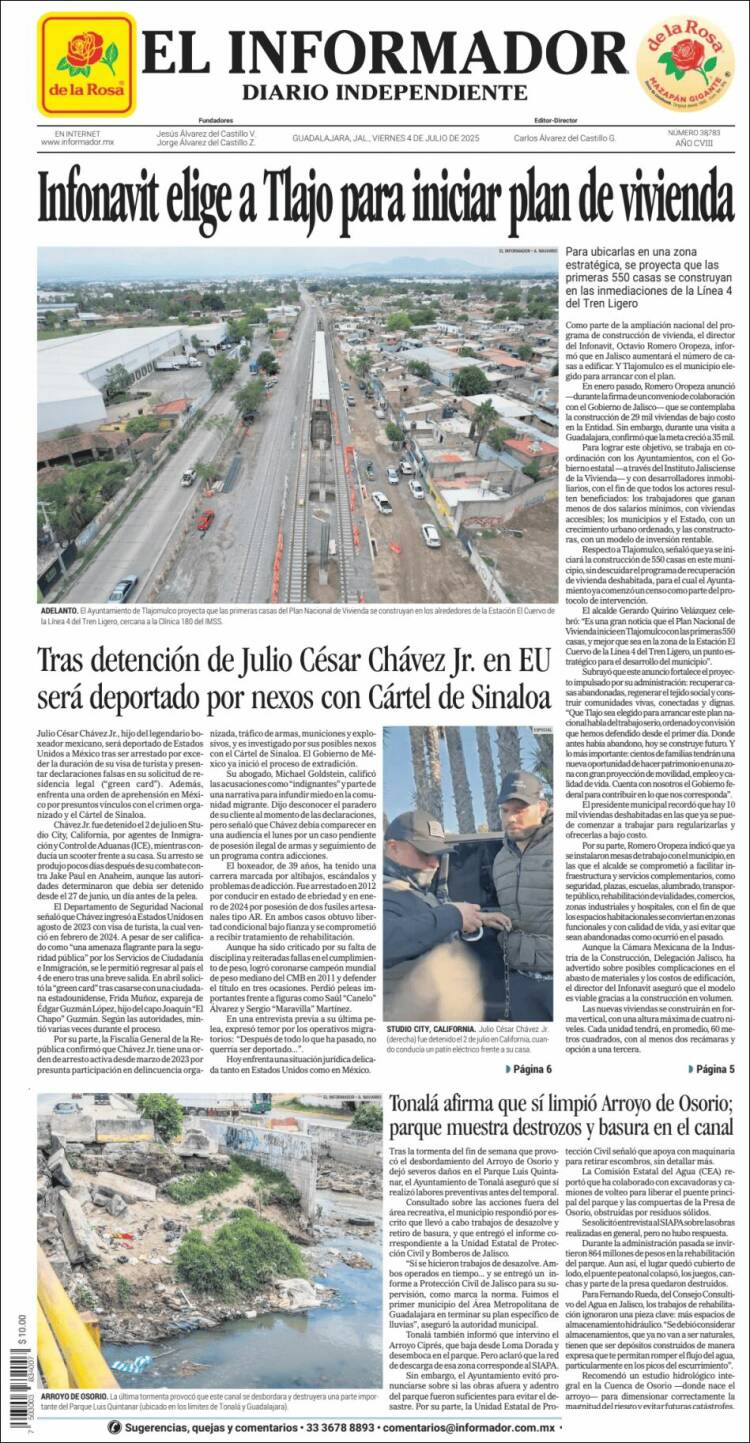 Portada de El Informador (México)
