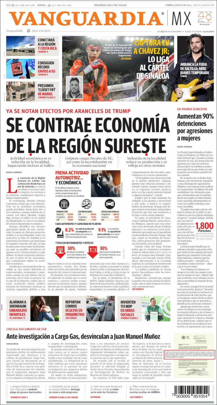 Portada de Vanguardia (Mexico)