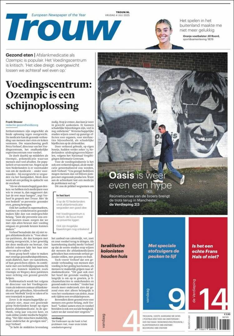 Portada de Trouw (Países Bajos)