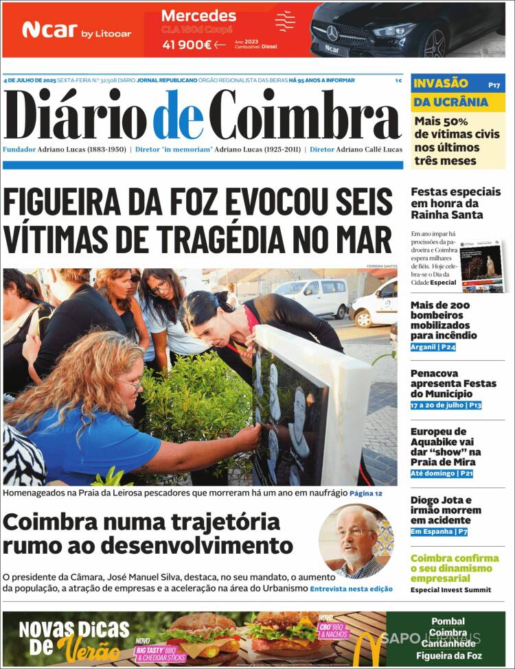 Portada de Diário de Coimbra (Portugal)