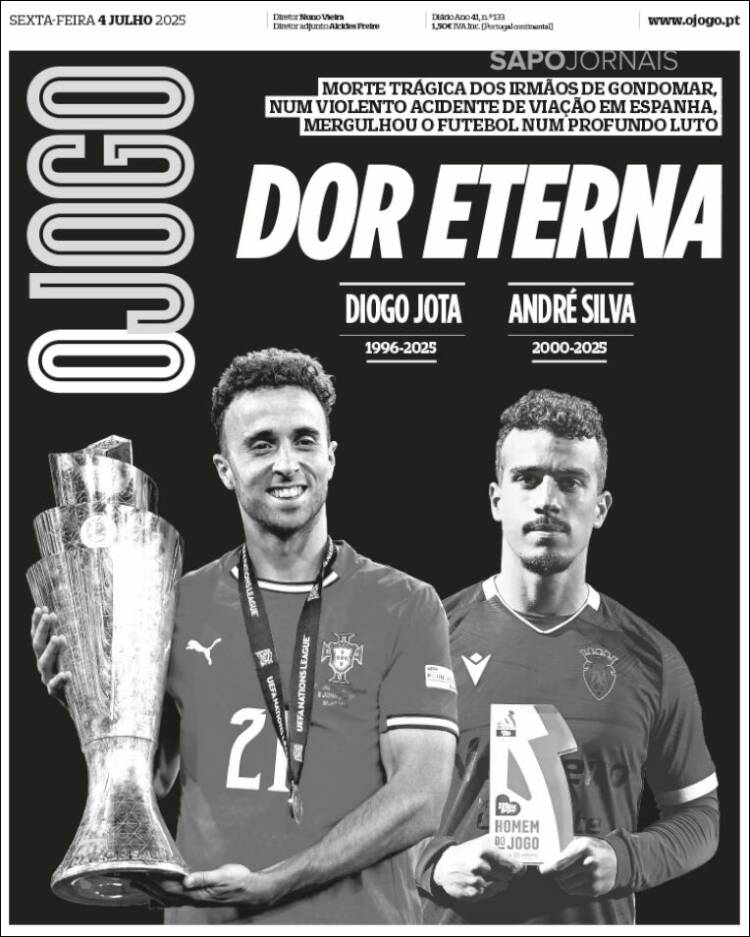 Portada de O Jogo (Portugal)