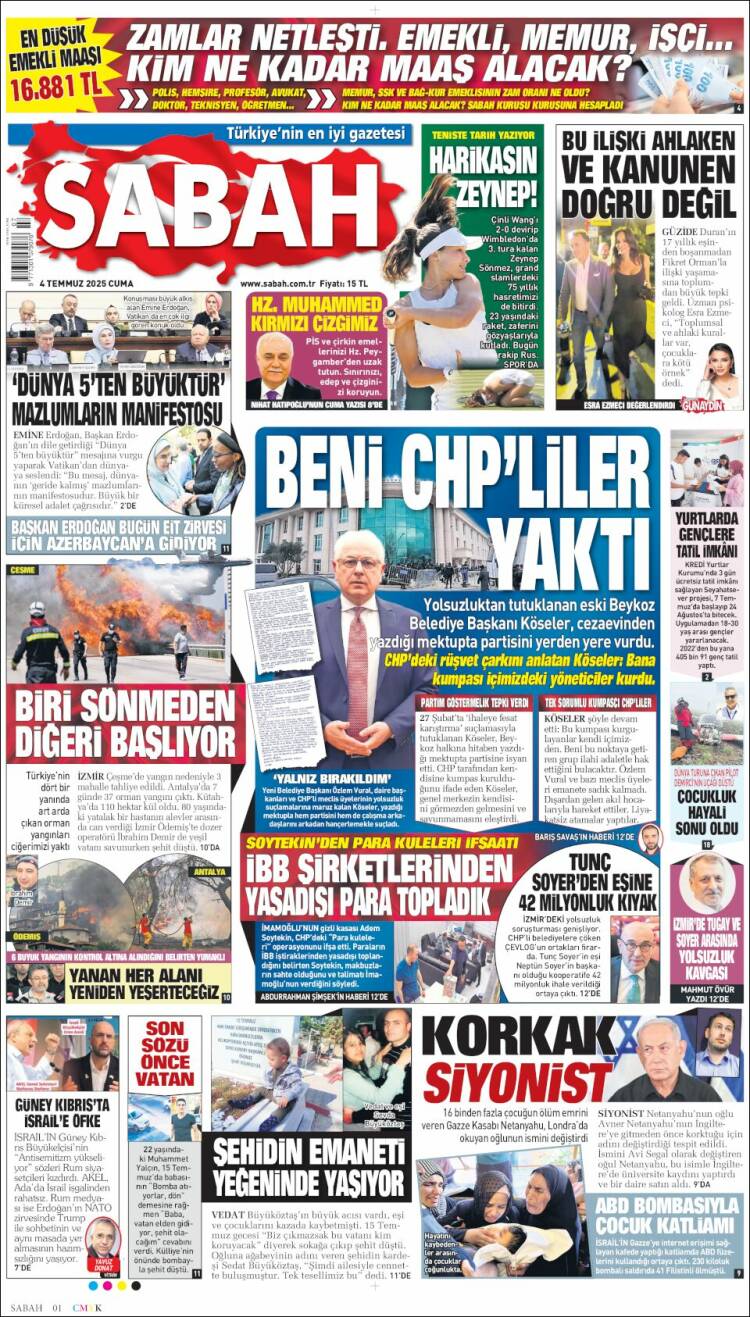 Portada de Sabah (Turquía)