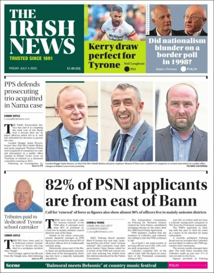Portada de Irish News (United Kingdom)