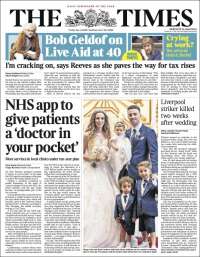 Portada de The Times (Reino Unido)