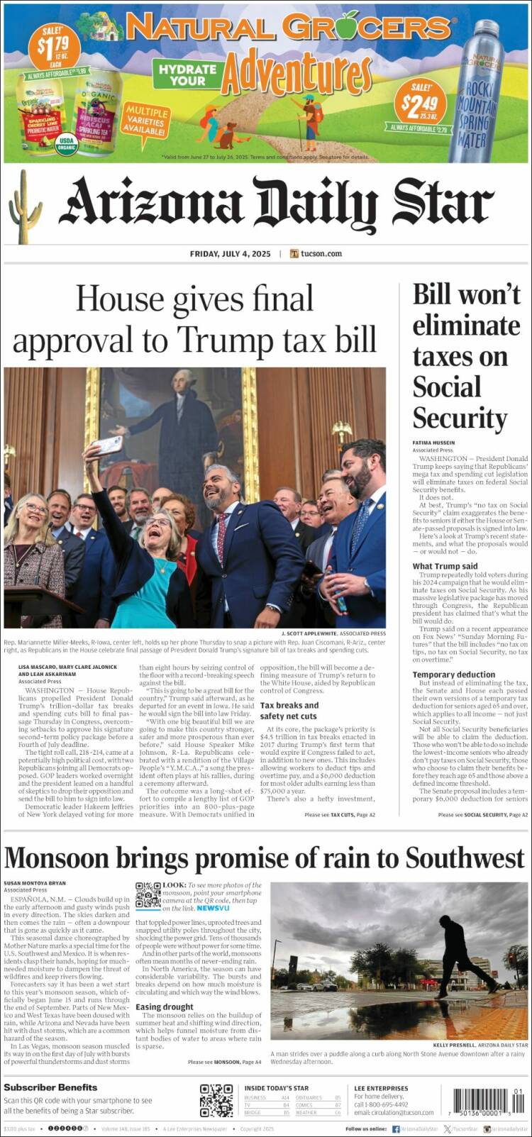 Portada de Arizona Daily Star (USA)