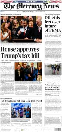 Portada de San Jose Mercury News (USA)