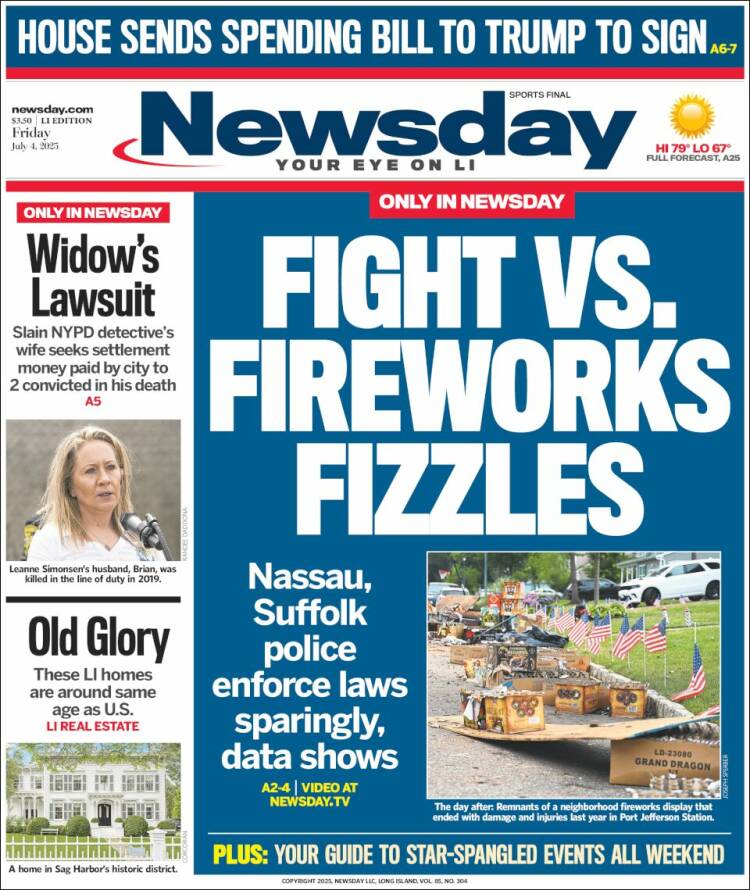 Portada de Newsday (USA)