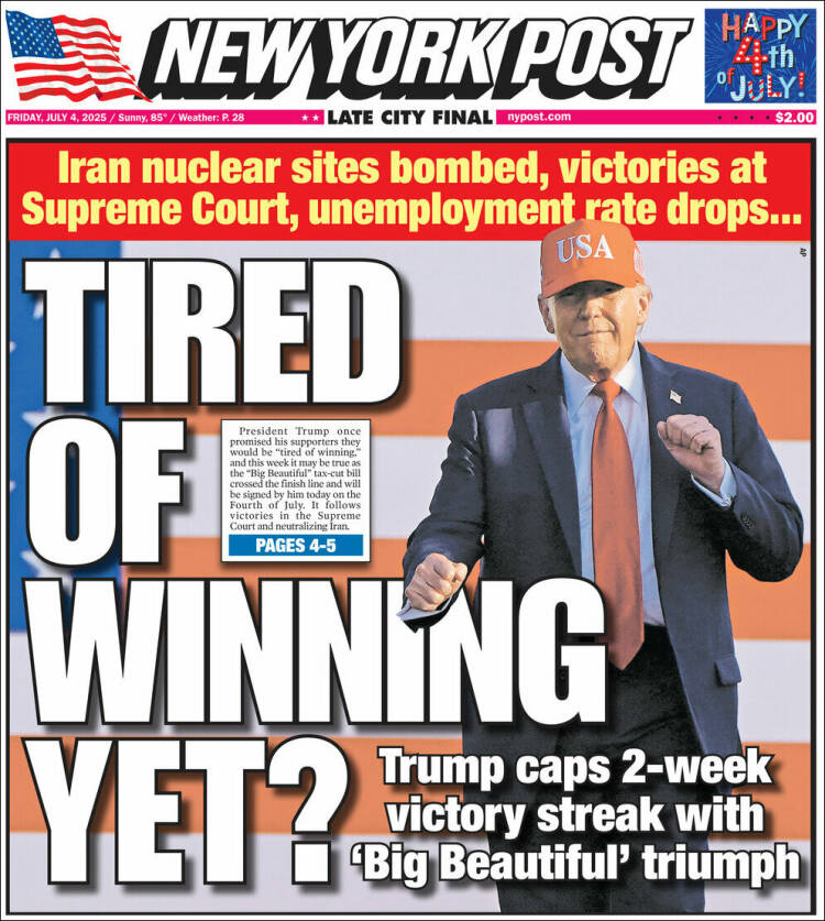 Portada de New York Post (USA)