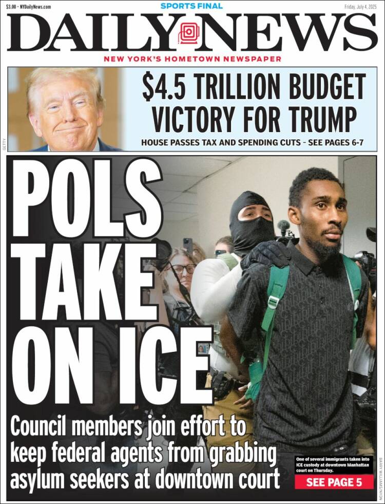 Portada de Daily News - New York (USA)