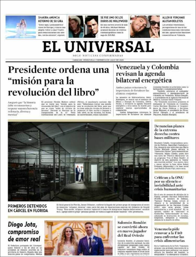 Portada de Universal (Venezuela)