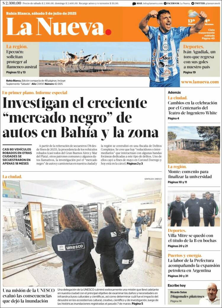 Portada de La Nueva Provincia (Argentina)