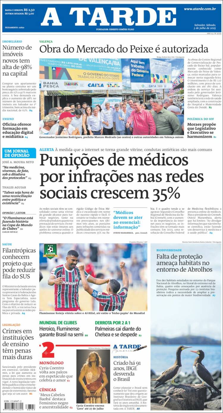 Portada de Diário A Tarde (Brasil)