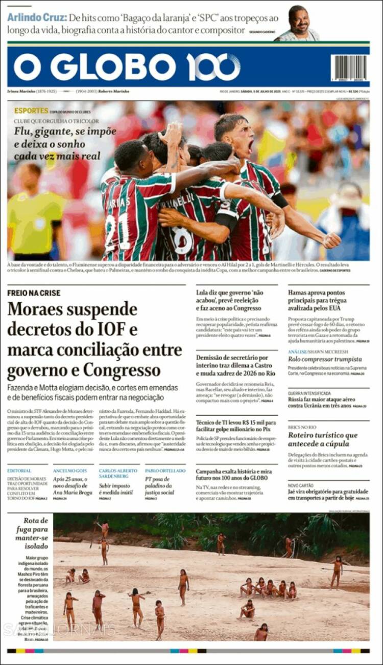 Portada de O Globo (Brasil)