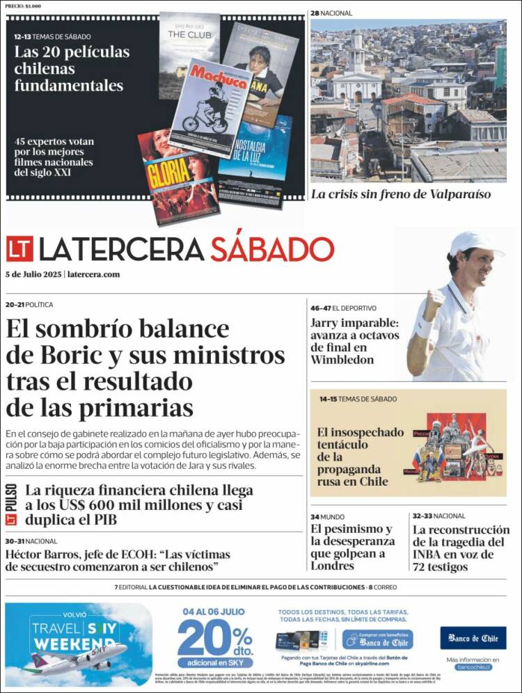 Portada de La Tercera (Chile)