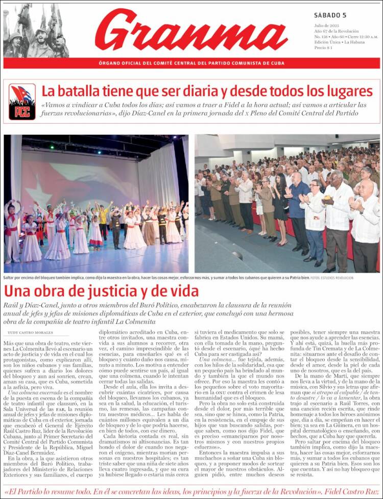 Portada de Granma (Cuba)