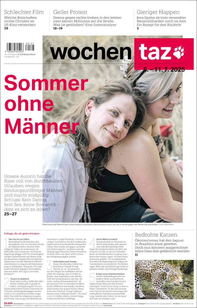 Portada de Die Tageszeitung (Germany)