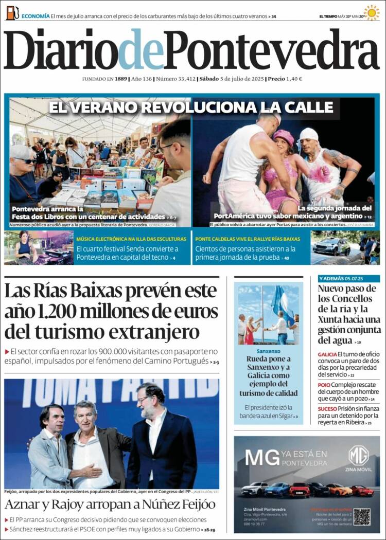 Portada de Diario de Pontevedra (España)