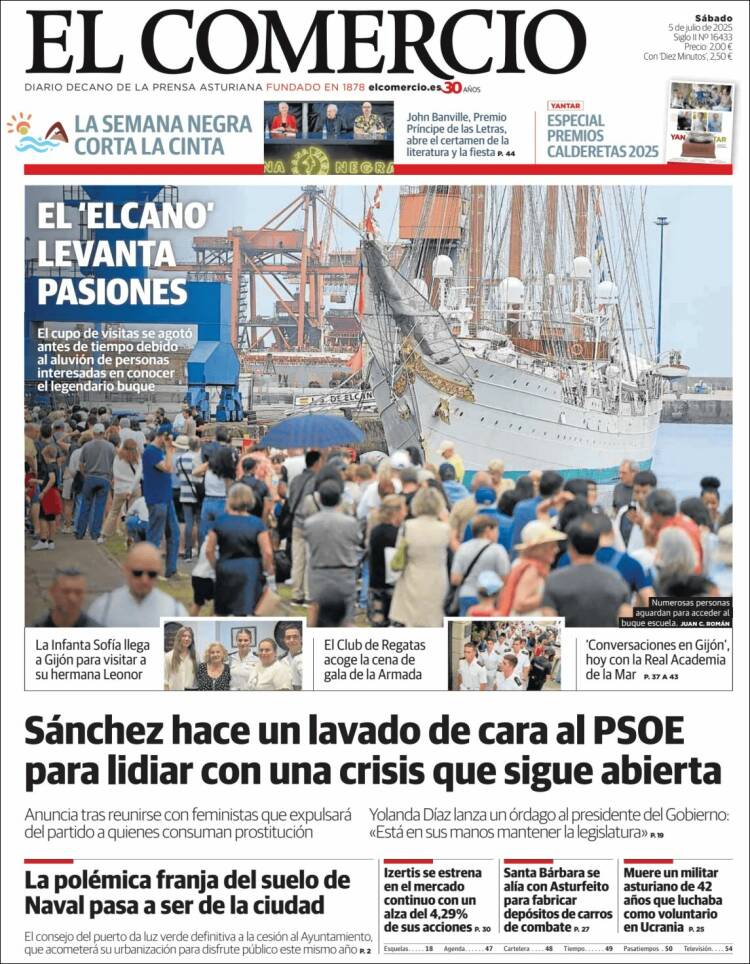 Portada de El Comercio - Gijón (España)