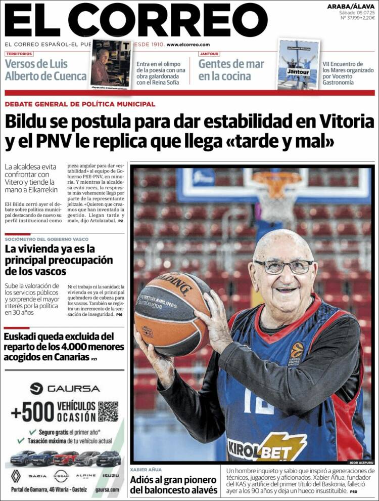 Portada de El Correo - Álava (Spain)