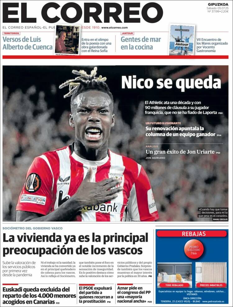 Portada de El Correo - Guipuzcoa (España)