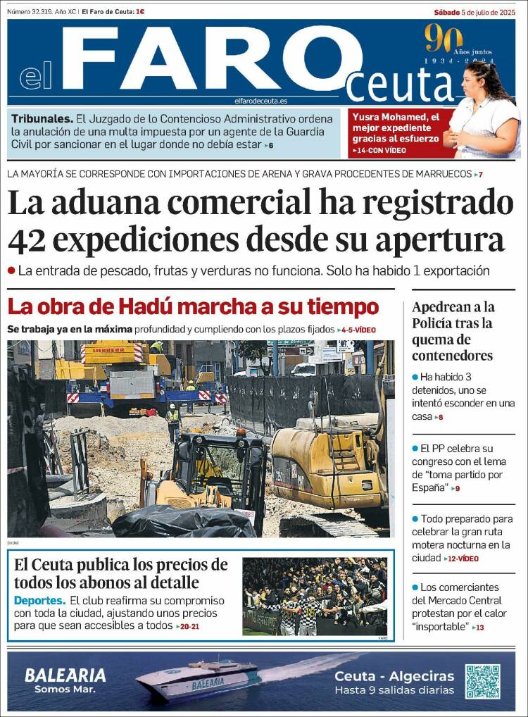 Portada de El Faro de Ceuta (España)
