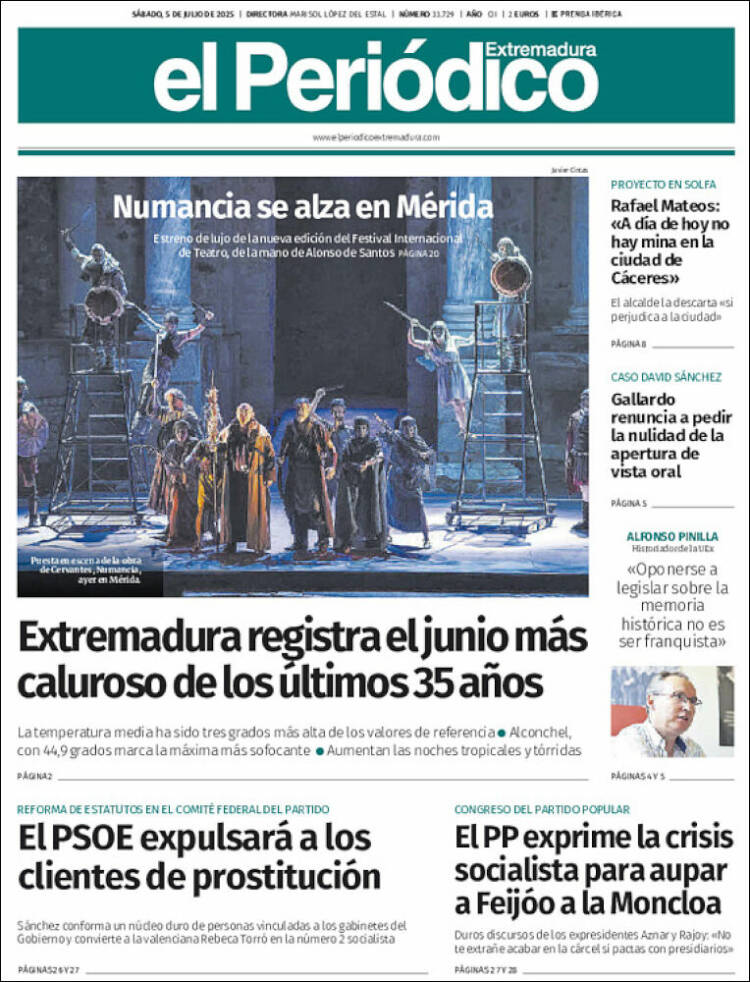 Portada de El Periódico de Extremadura (España)