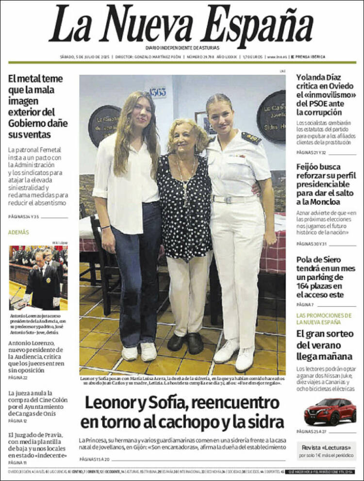 Portada de La Nueva España (España)