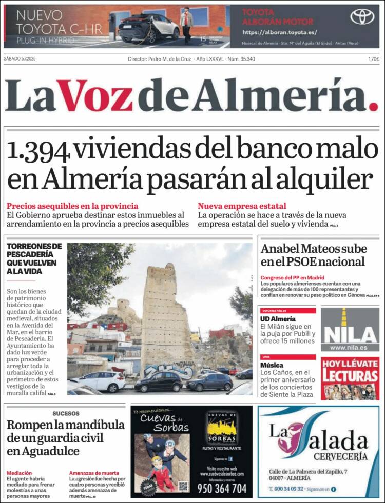 Portada de La Voz de Almería (España)