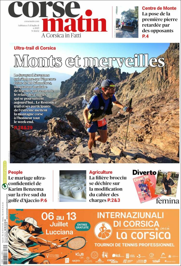 Portada de Corse-Matin (Francia)