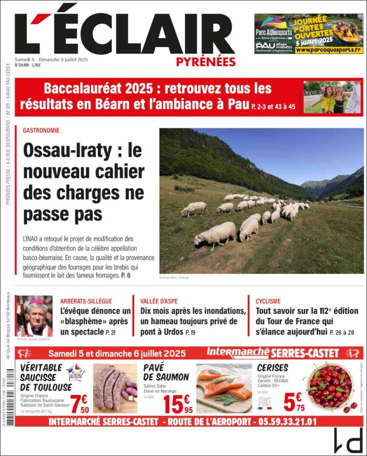 Portada de L'Eclair des Pyrénées (France)
