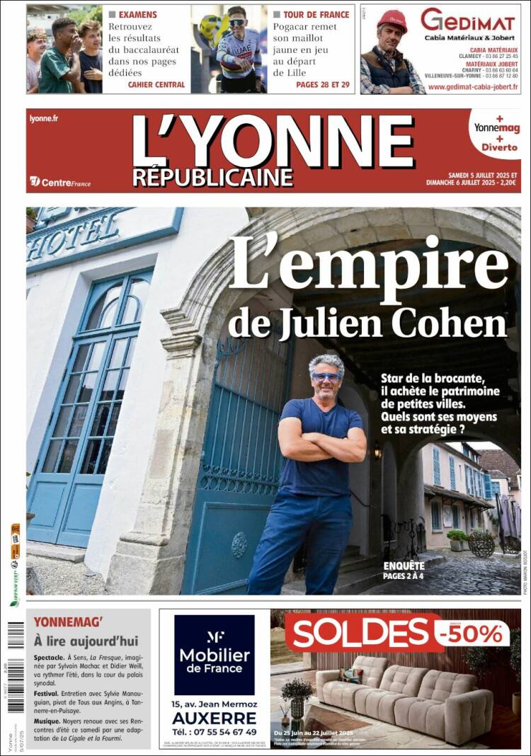 Portada de L'Yonne-Républicaine (Francia)