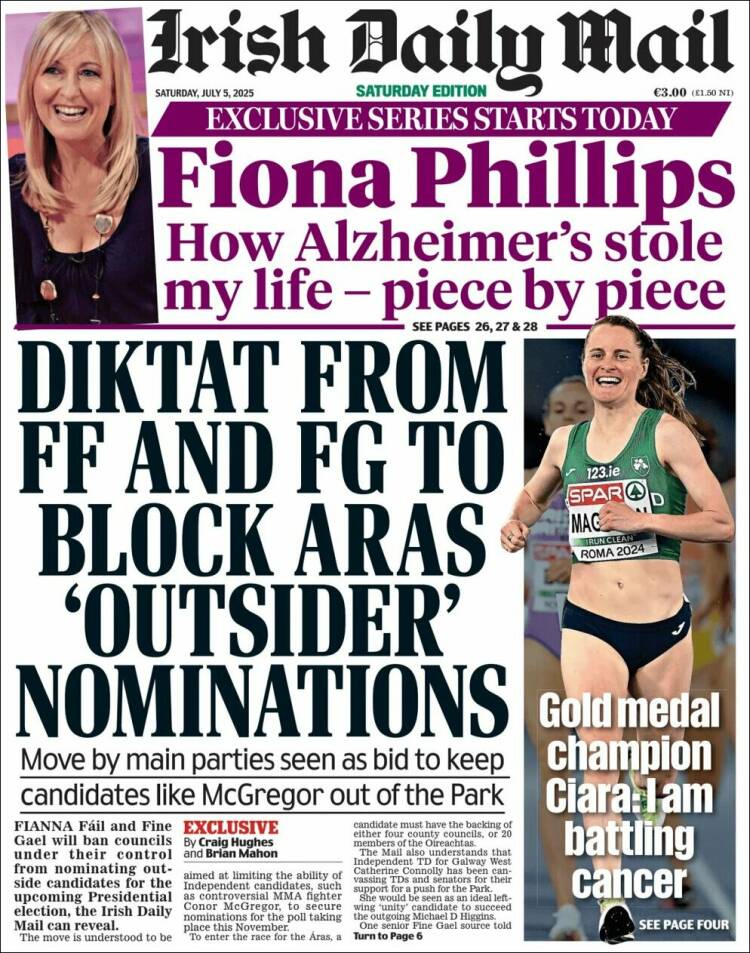 Portada de Irish Daily Mail (Irlanda)