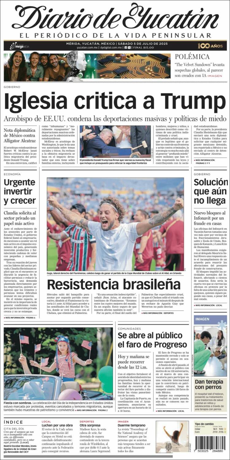 Portada de Diario de Yucatán (Mexico)