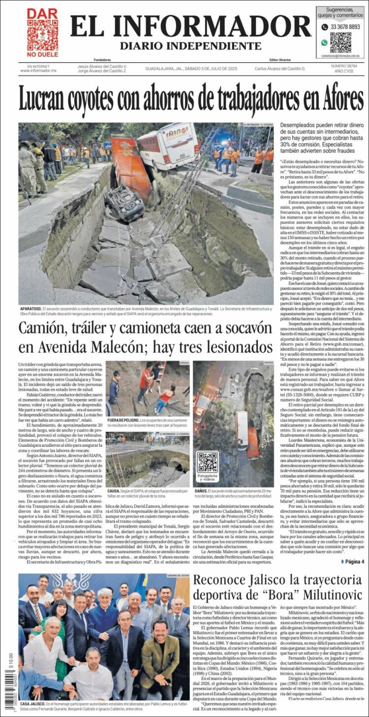 Portada de El Informador (México)