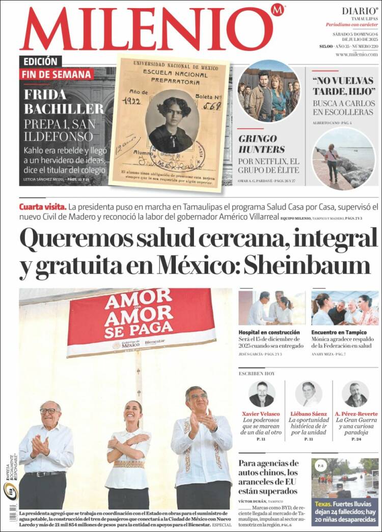 Portada de Milenio - Tamaulipas (Mexico)
