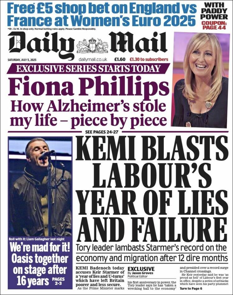 Portada de Daily Mail (United Kingdom)