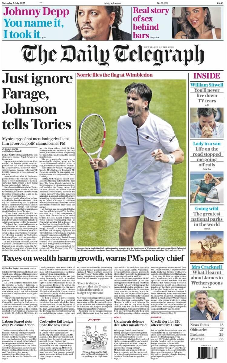 Portada de Daily Telegraph (United Kingdom)