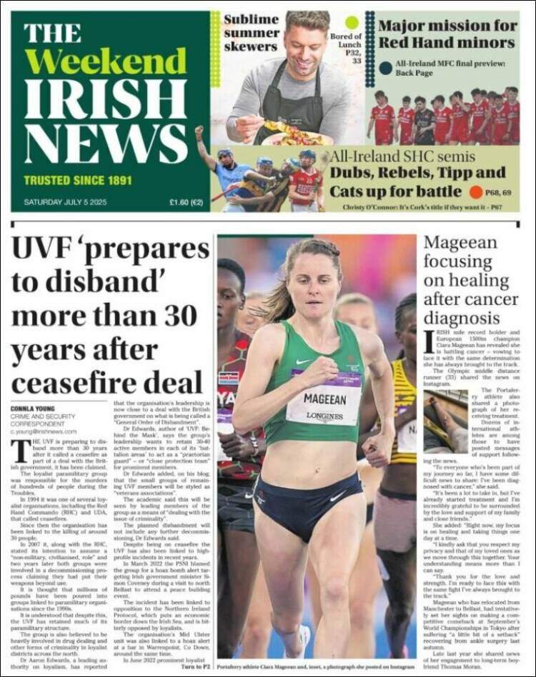 Portada de Irish News (United Kingdom)