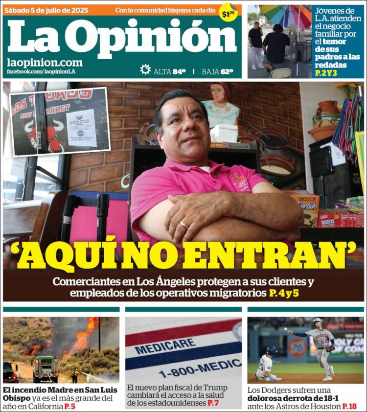 Portada de La Opinión (USA)