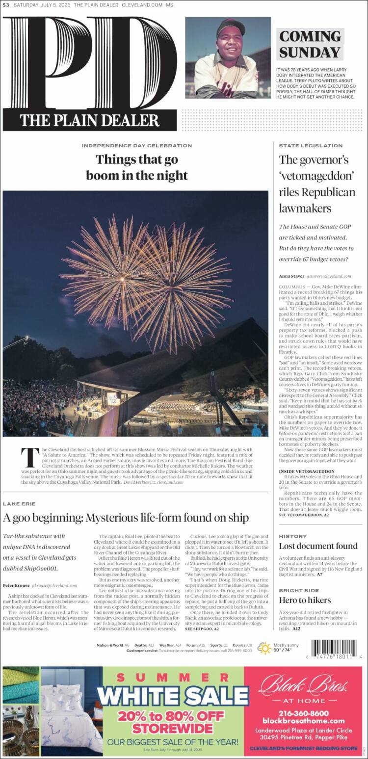 Portada de The Plain Dealer (USA)