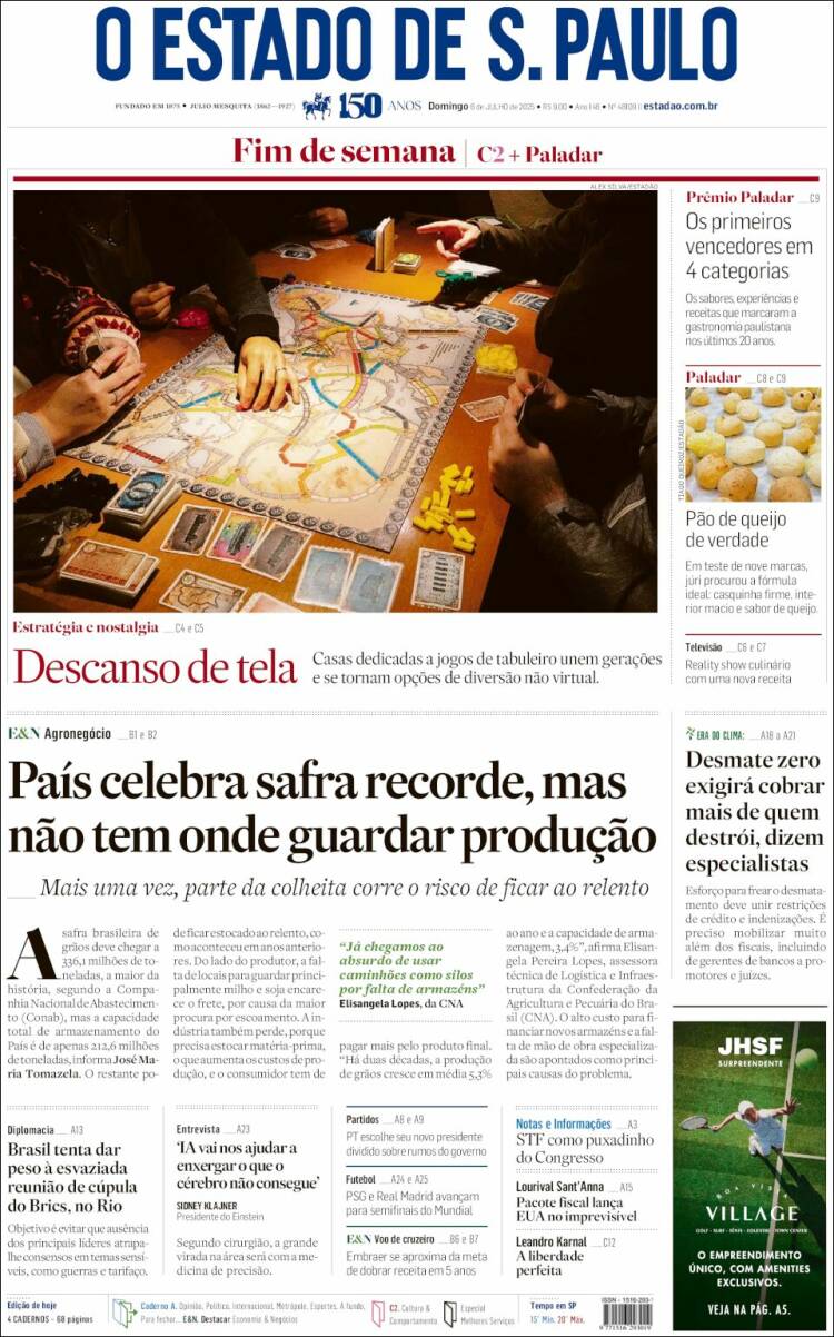 Portada de O Estado de São Paulo (Brasil)