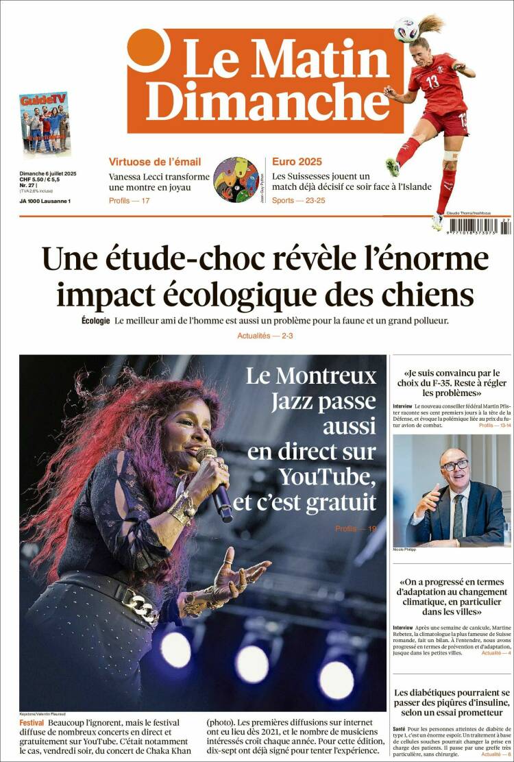 Portada de Le Matin (Switzerland)