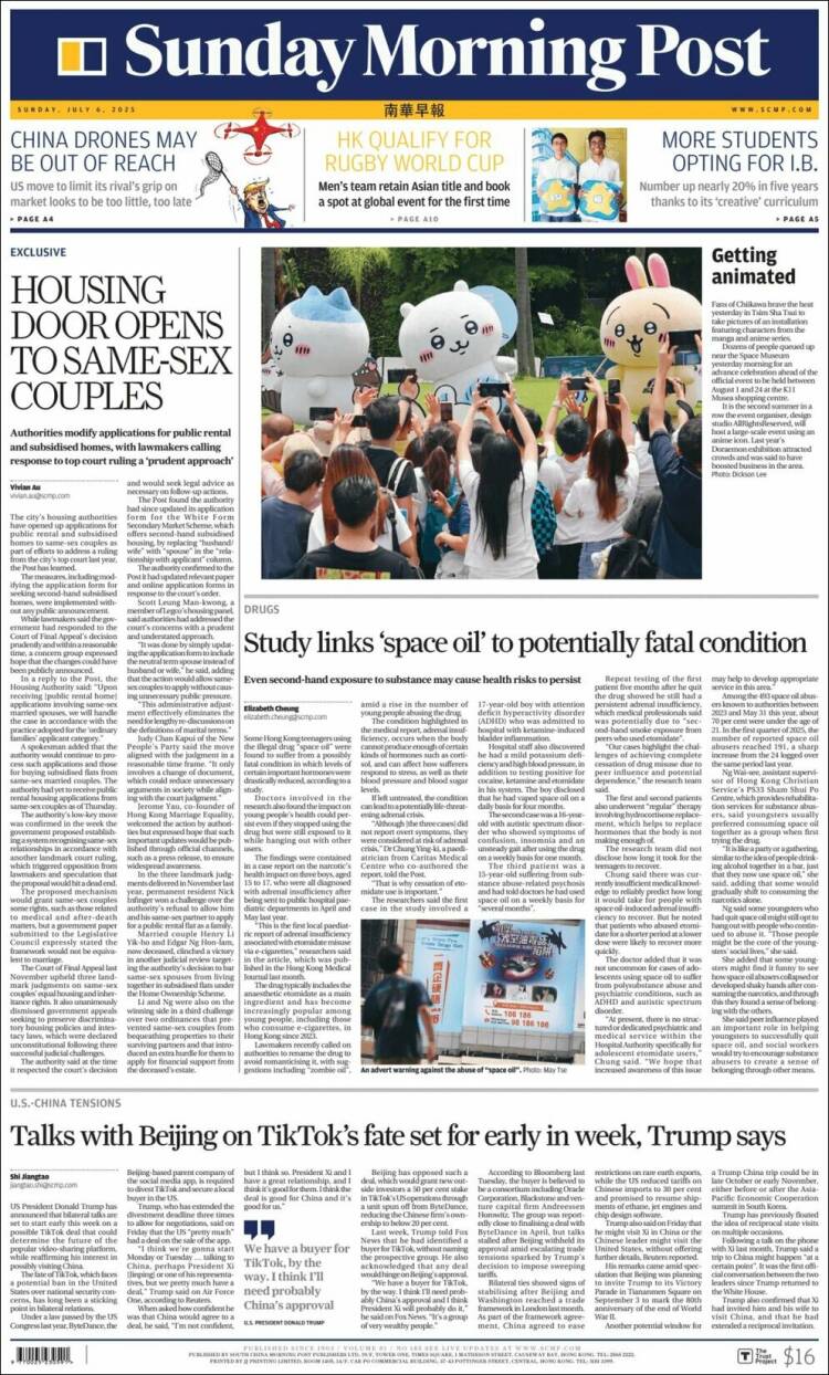Portada de South China Morning Post (China)