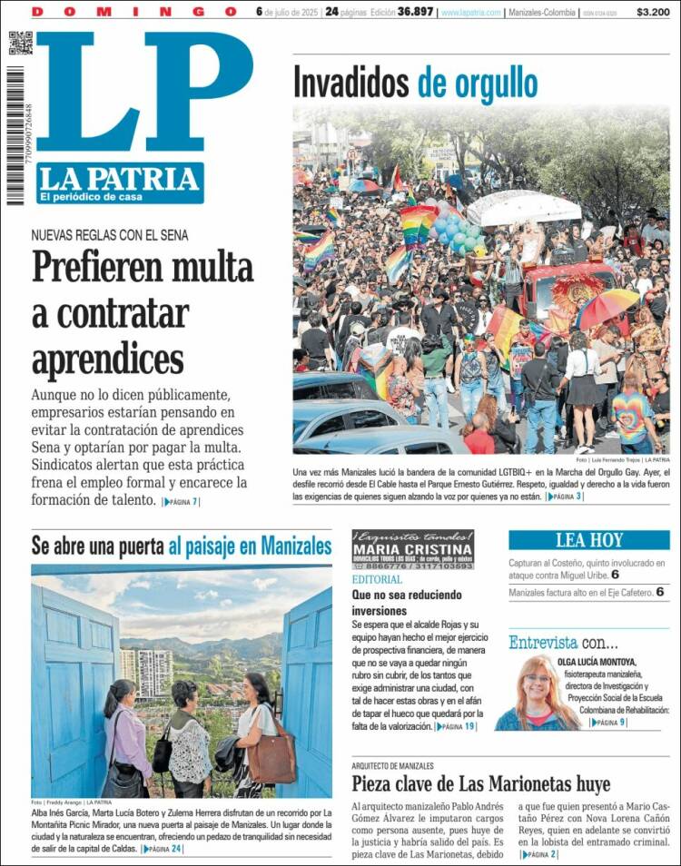 Portada de La Patria (Colombia)