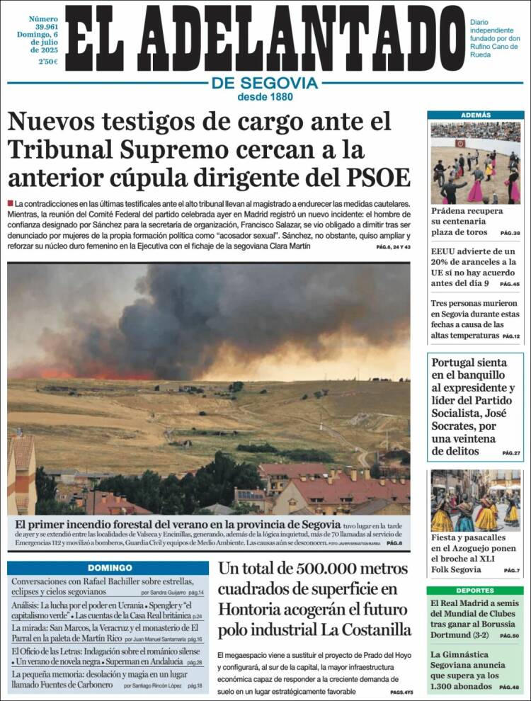 Portada de El Adelantado de Segovia (España)